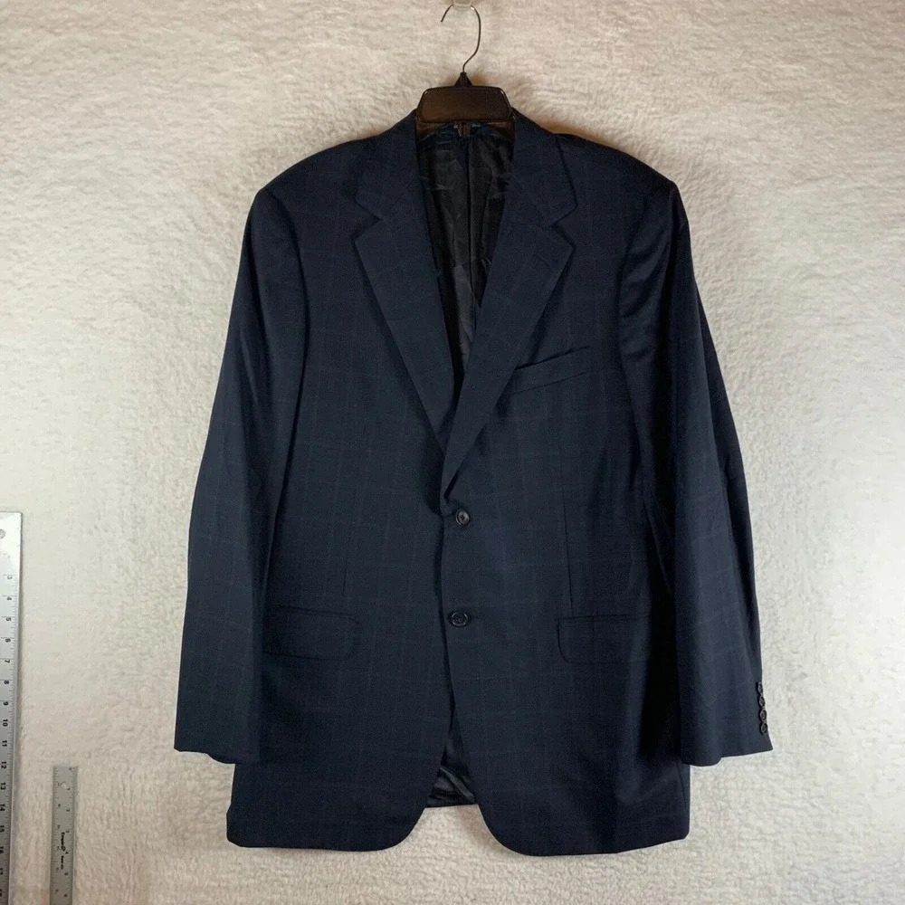 Ermenegildo Zegna Men's 15 Milmil 15 Gray Windowpane‎ Wool Suit Blazer Size 39